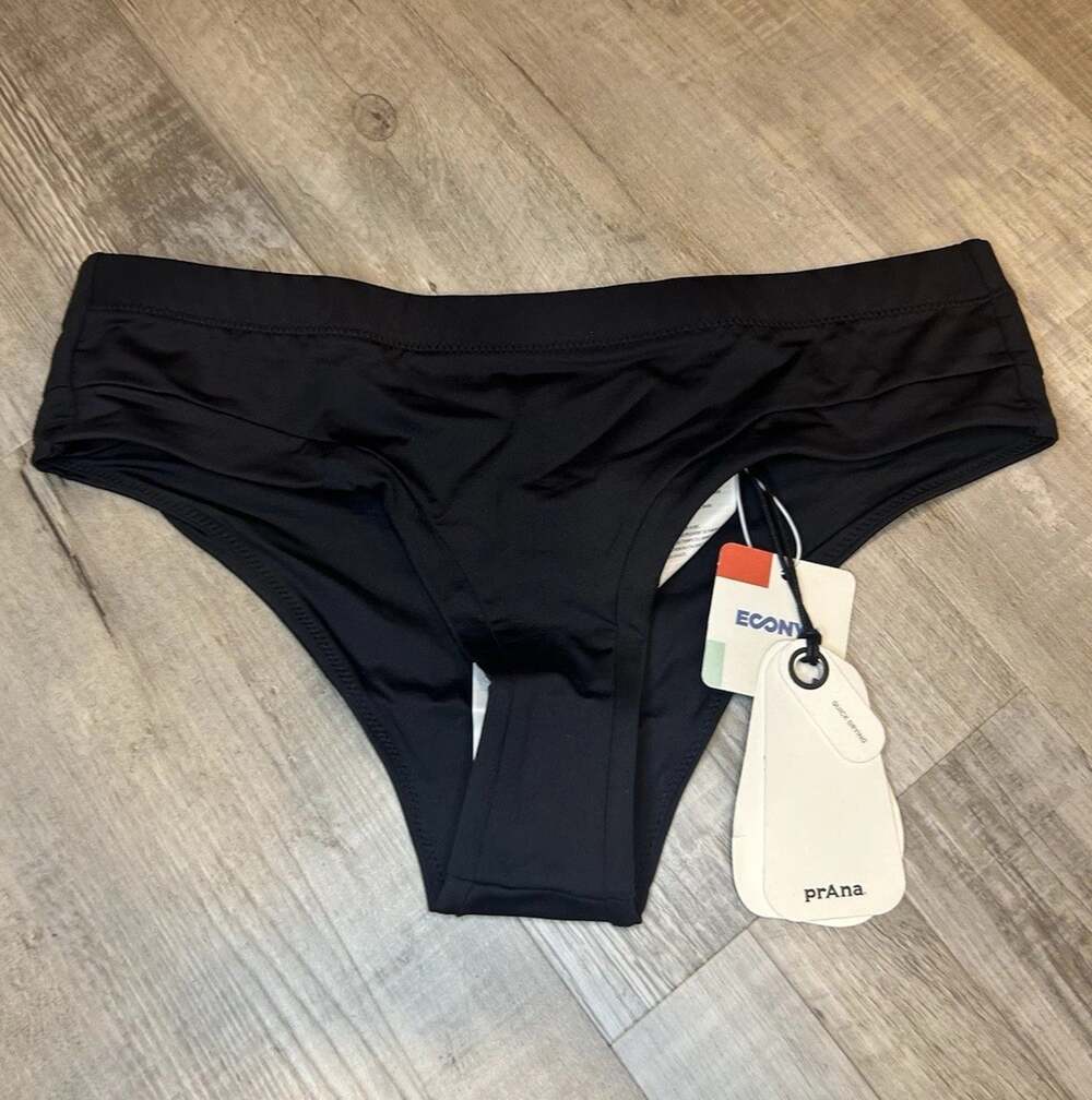 NWT PrAna Women’s Upswell Bikini Bottom Black Swimwear Vacation Size S MSRP $65